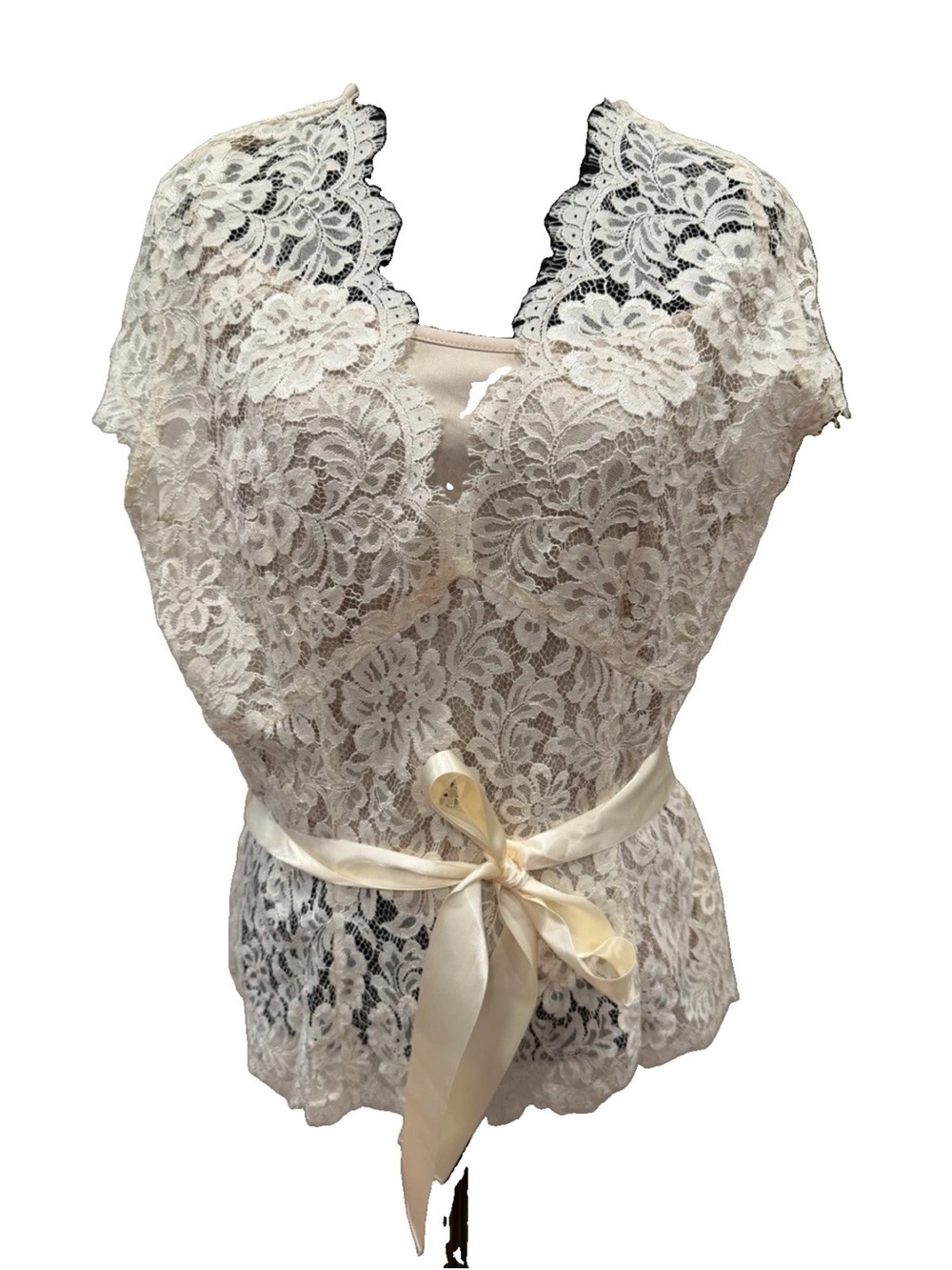 Joseph‎ Ribkoff ladies 16 floral lace formal evening blouse wrap attached cami